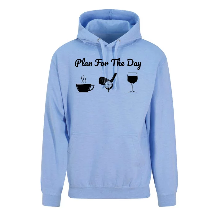 Funny Plan For The Day Coffee Play Golf Wine Cool Gift Unisex Surf Hoodie