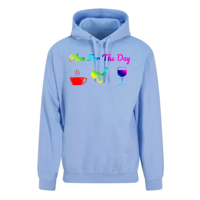 Funny Plan For The Day Coffee Play Golf Wine Cute Gift Unisex Surf Hoodie