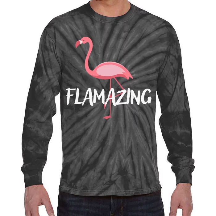 Flamazing Pink Flamingo Novelty Flamingo Tie-Dye Long Sleeve Shirt