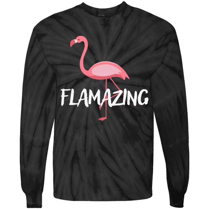 Flamazing Pink Flamingo Novelty Flamingo Tie-Dye Long Sleeve Shirt