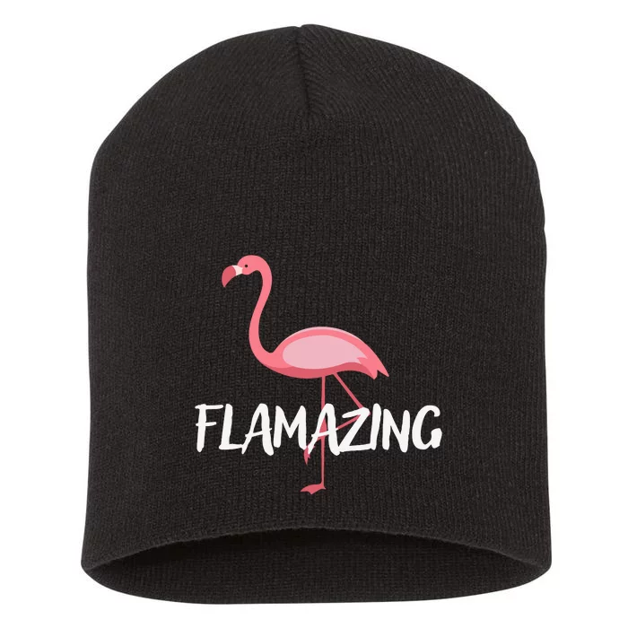 Flamazing Pink Flamingo Novelty Flamingo Short Acrylic Beanie