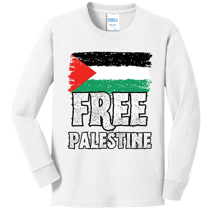 Free Palestine Flag Kids Long Sleeve Shirt