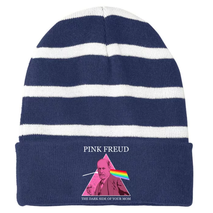 Funny Pink Freud The Dark Side Of Your Mom Striped Beanie with Solid Band