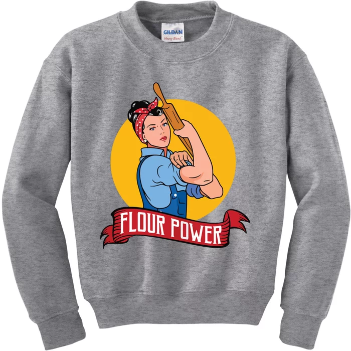 Flour Power Funny Baking & Pastry Baker Baking Gift Kids Sweatshirt