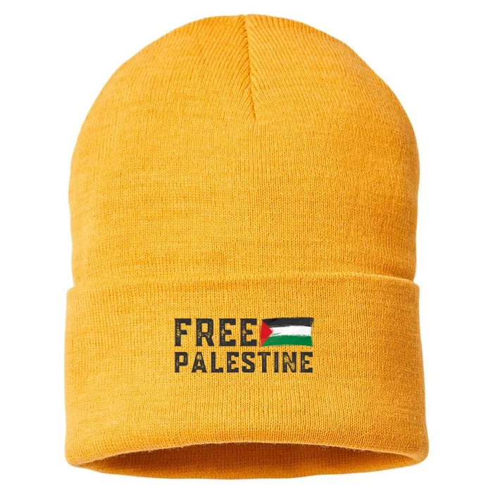 Free Palestine Flag Arabic Gaza Sustainable Knit Beanie