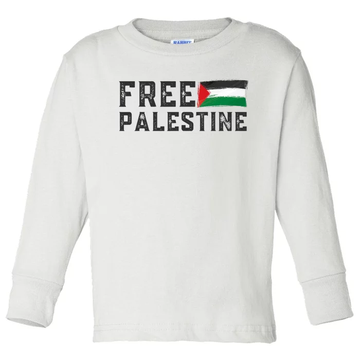 Free Palestine Flag Arabic Gaza Toddler Long Sleeve Shirt