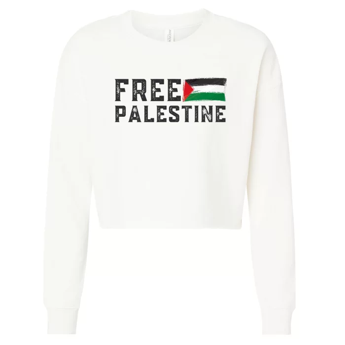 Free Palestine Flag Arabic Gaza Cropped Pullover Crew