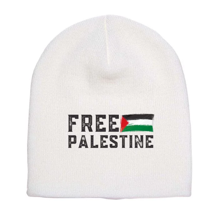 Free Palestine Flag Arabic Gaza Short Acrylic Beanie