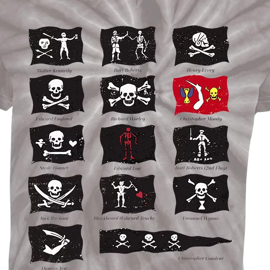 Famous Pirates Flags Kids Tie-Dye T-Shirt