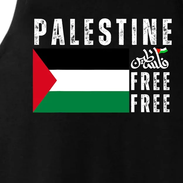 Free Palestine Free Gaza Vintage Palestine Flag Ladies Tri-Blend Wicking Tank