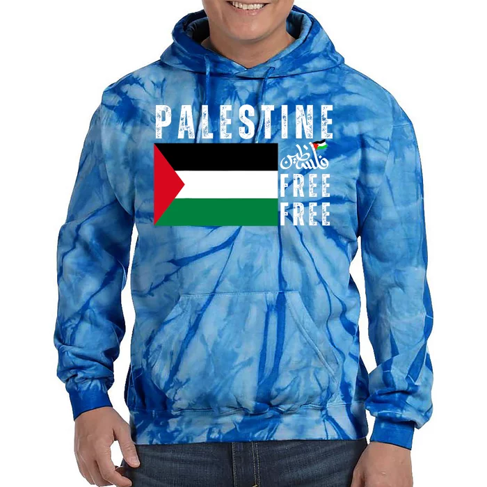 Free Palestine Free Gaza Vintage Palestine Flag Tie Dye Hoodie