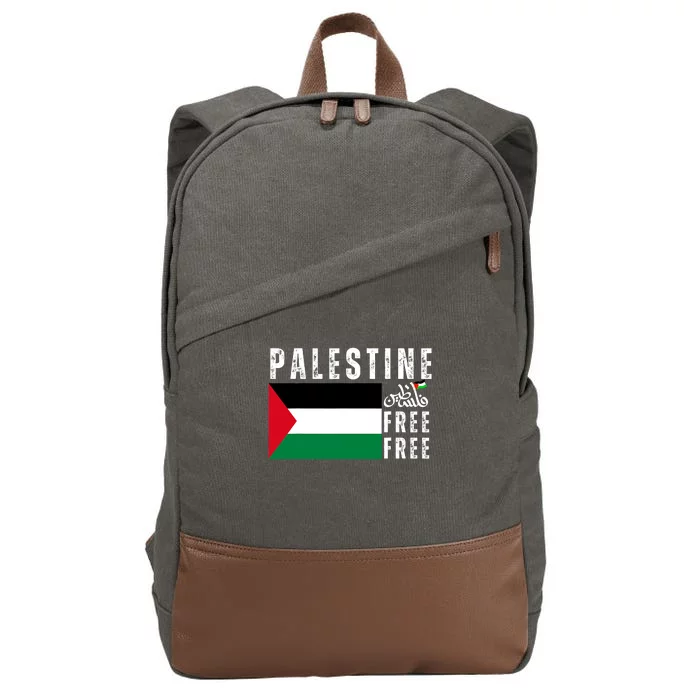 Free Palestine Free Gaza Vintage Palestine Flag Cotton Canvas Backpack