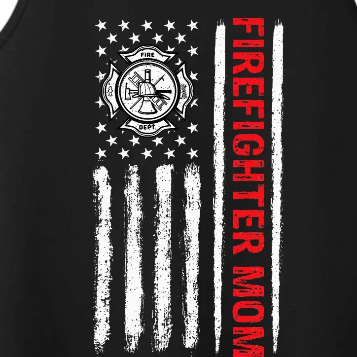 Firefighters Proud Firefighter Mom USA Flag Fireman Hero Performance Tank