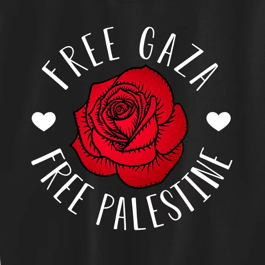 Floral Palestine Free Palestine Gaza Palestinian Support Kids Sweatshirt