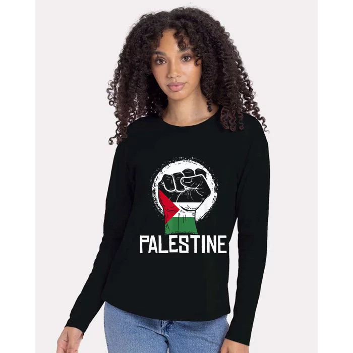 Free Palestine Womens Cotton Relaxed Long Sleeve T-Shirt