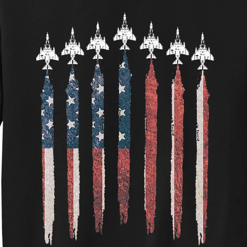 F4 Phantom Fighter Jet USA Flag Airplane F4 4th Of July Tall Sweatshirt