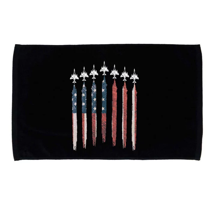 F4 Phantom Fighter Jet USA Flag Airplane F4 4th Of July Microfiber Hand Towel