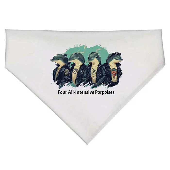 Funny Pun Four All Intensive Porpoises USA-Made Doggie Bandana