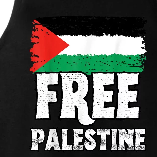 Free Palestine Flag Ladies Tri-Blend Wicking Tank