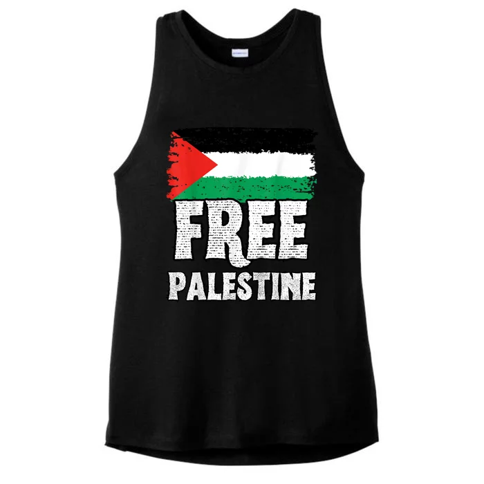 Free Palestine Flag Ladies Tri-Blend Wicking Tank