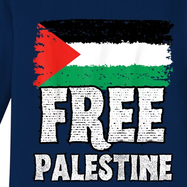 Free Palestine Flag Baby Long Sleeve Bodysuit