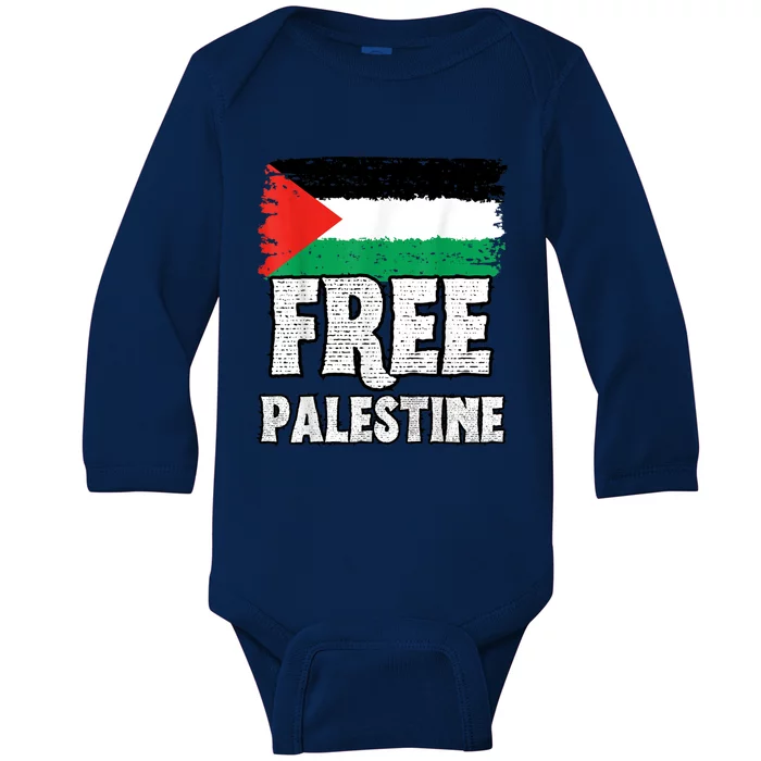 Free Palestine Flag Baby Long Sleeve Bodysuit