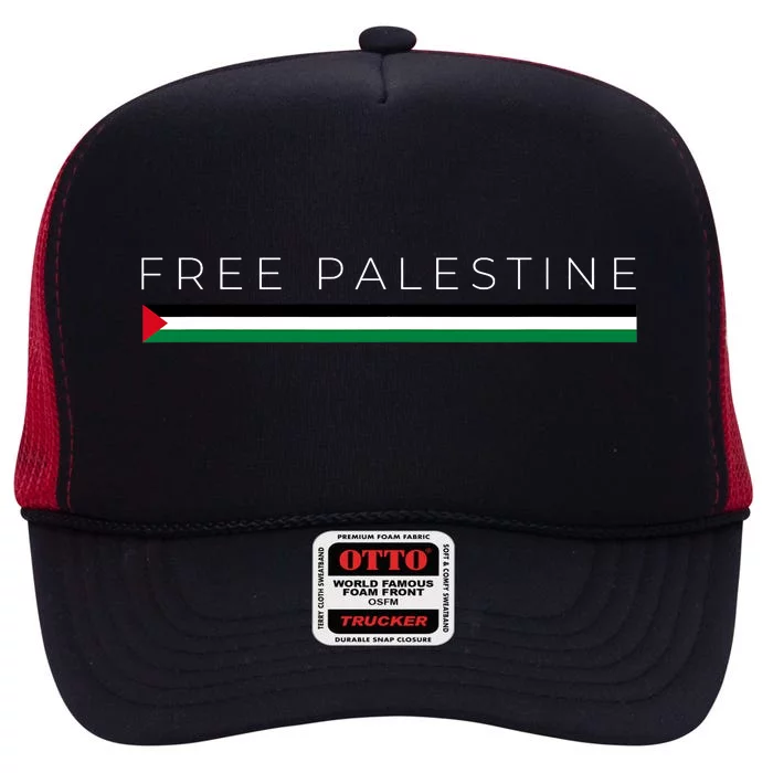 Free Palestine Flag High Crown Mesh Trucker Hat