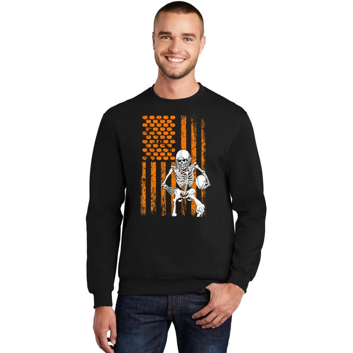 Football Player Fan Gift Skeleton Halloween Sweatshirt