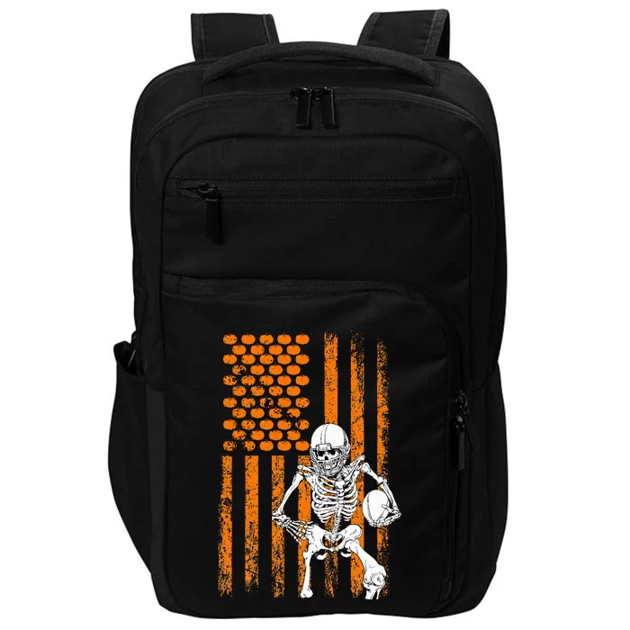 Football Player Fan Gift Skeleton Halloween Impact Tech Backpack