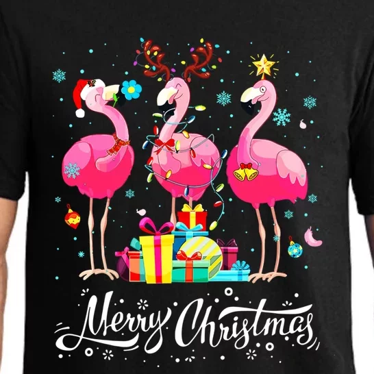 Funny Pink Flamingo Christmas Tropical Xmas Flamingo Lover Gift Pajama Set