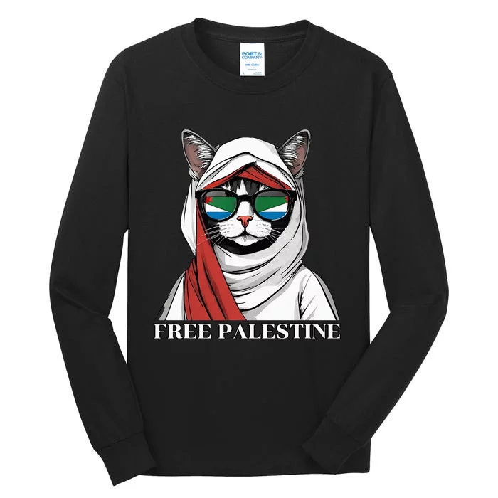 Free Palestine Flag Palestinian Cat Tall Long Sleeve T-Shirt