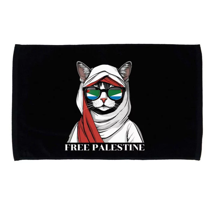 Free Palestine Flag Palestinian Cat Microfiber Hand Towel