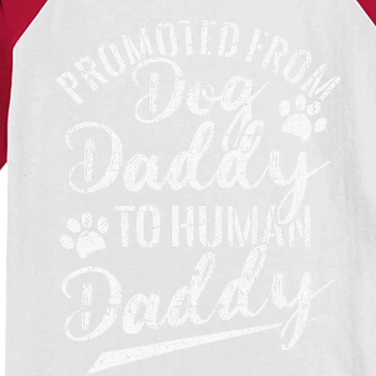 Funny Promoted From Dog Daddy To Human Daddy New Dad Fathers Day Kids Colorblock Raglan Jersey