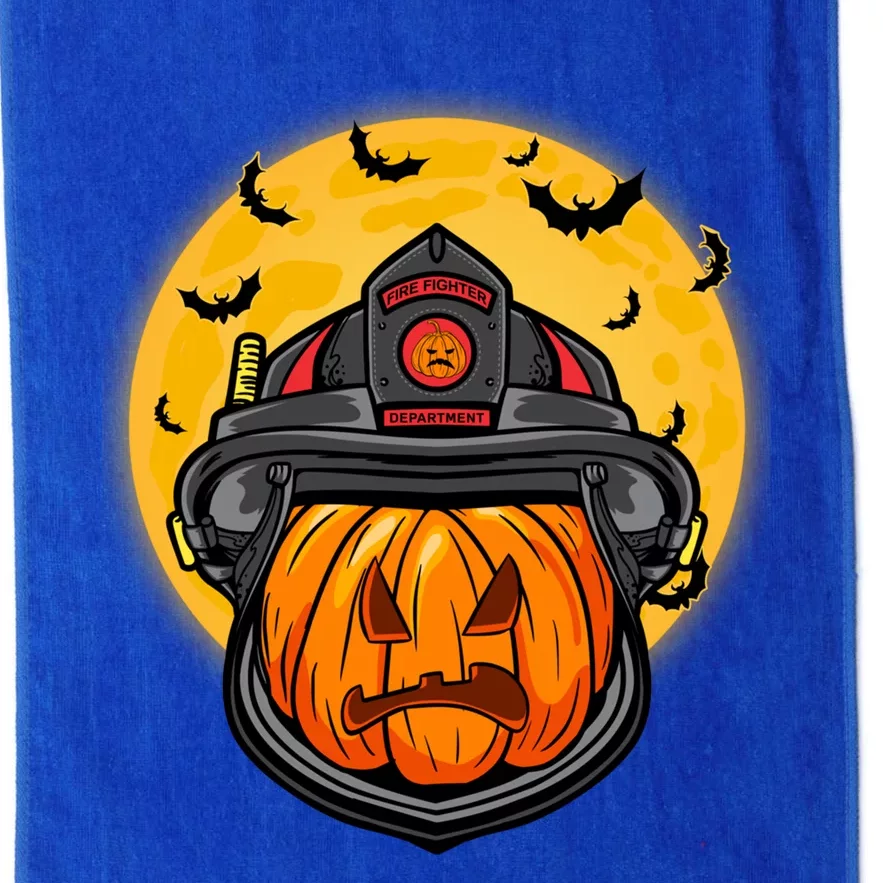 Firefighter Pumpkin Firefighter Halloween Fire Halloween Gift Platinum Collection Golf Towel