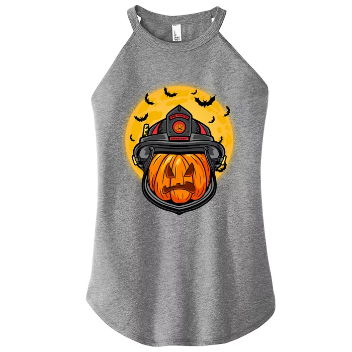 Firefighter Pumpkin Firefighter Halloween Fire Halloween Gift Women’s Perfect Tri Rocker Tank