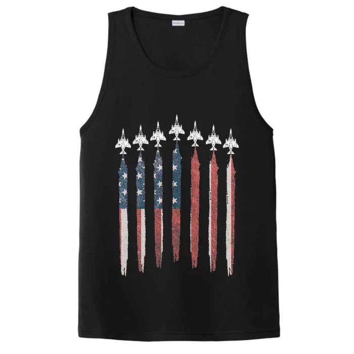 F4 Phantom Fighter Jet USA Flag Airplane F4 4th Of July Performance Tank