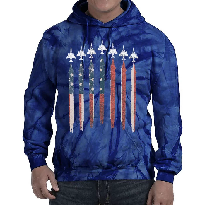 F4 Phantom Fighter Jet USA Flag Airplane F4 4th Of July Tie Dye Hoodie