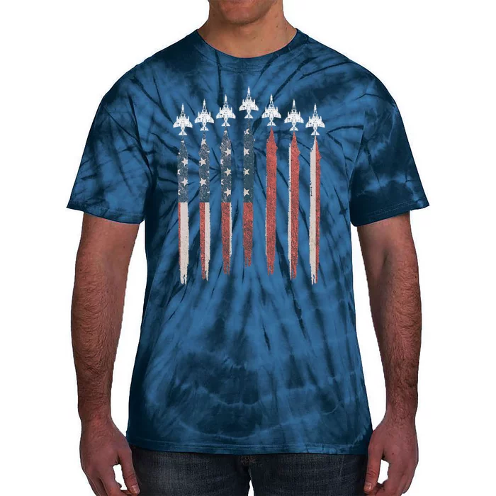 F4 Phantom Fighter Jet USA Flag Airplane F4 4th Of July Tie-Dye T-Shirt