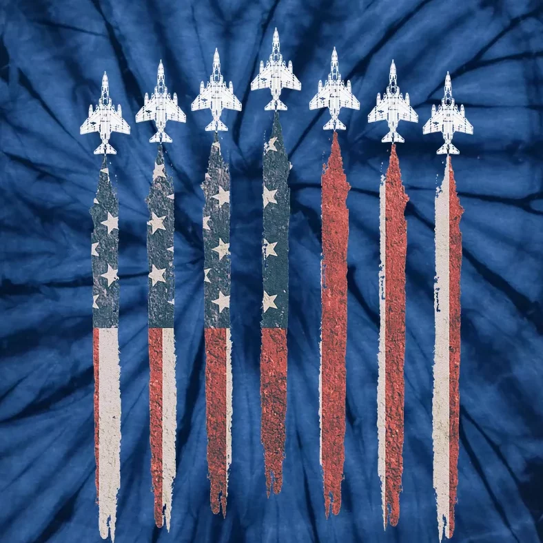 F4 Phantom Fighter Jet USA Flag Airplane F4 4th Of July Tie-Dye T-Shirt