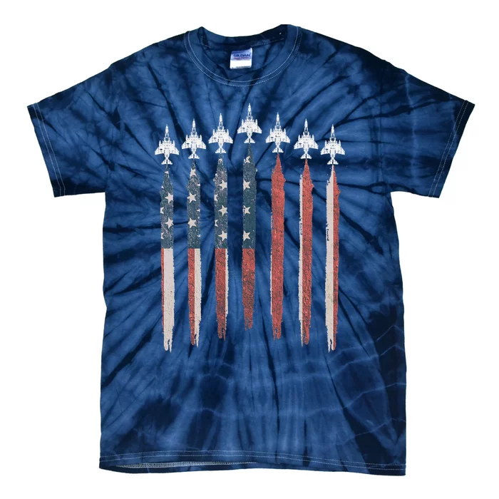 F4 Phantom Fighter Jet USA Flag Airplane F4 4th Of July Tie-Dye T-Shirt