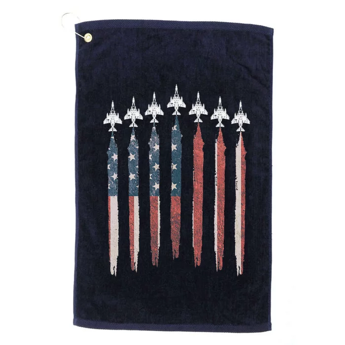 F4 Phantom Fighter Jet USA Flag Airplane F4 4th Of July Platinum Collection Golf Towel