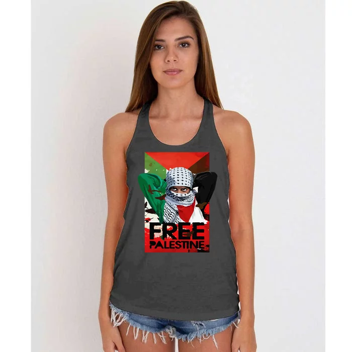 Free Palestine Women's Knotted Racerback Tank