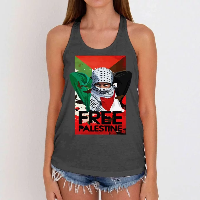 Free Palestine Women's Knotted Racerback Tank