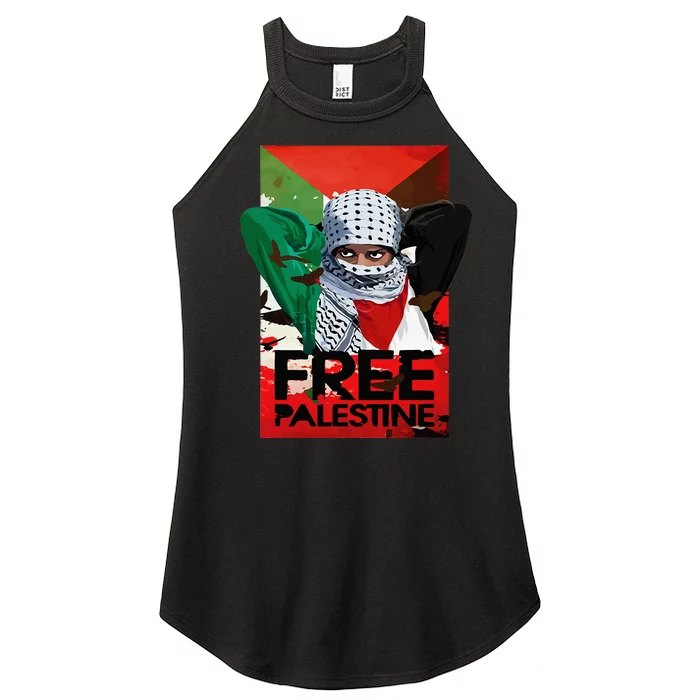 Free Palestine Women’s Perfect Tri Rocker Tank