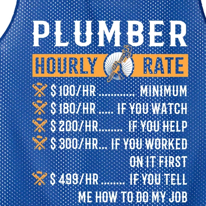 Funny Plumber Funny Gift Plumber Hourly Rate Gift Mesh Reversible Basketball Jersey Tank