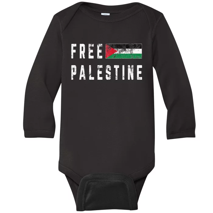 Free Palestine Flag Stand For Peace In The Middle East Baby Long Sleeve Bodysuit