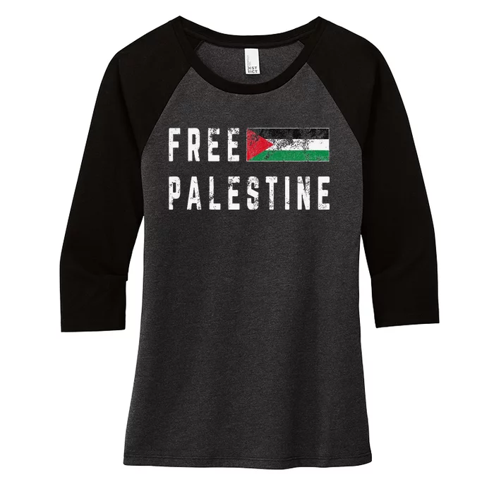 Free Palestine Flag Stand For Peace In The Middle East Women's Tri-Blend 3/4-Sleeve Raglan Shirt