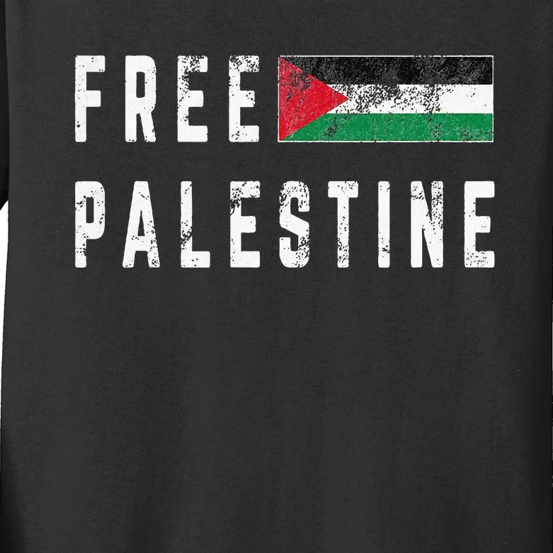 Free Palestine Flag Stand For Peace In The Middle East Kids Long Sleeve Shirt