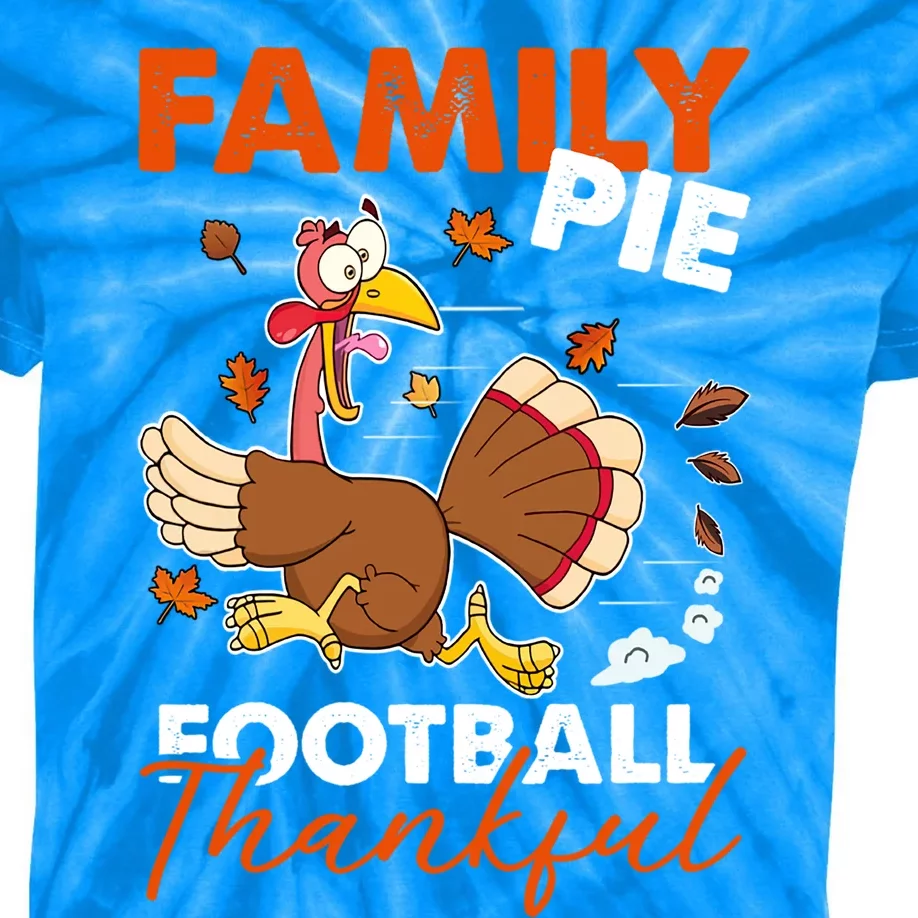 Family Pie Football Thankful Turkey Football Thanksgiving Gift Kids Tie-Dye T-Shirt