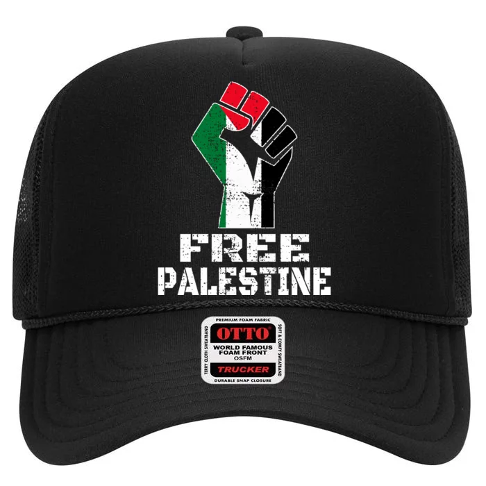 Free Palestine High Crown Mesh Trucker Hat